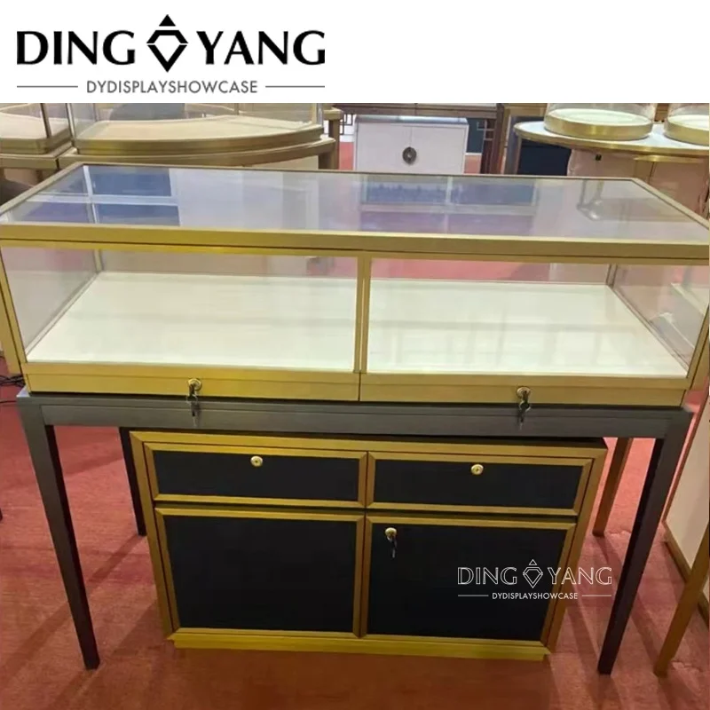 Wholesale Antique Gold Black Glass Jewelry Showcases ,Jewelry Display Glass Showcase , One Stop Shop Fittings Solution