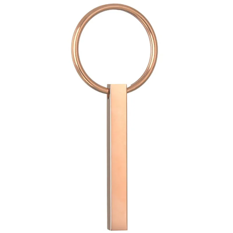 Custom Engraved Vertical 3D Bar Blank KeyChain Stainless Steel 4 Sided Bar Personalize Keychain Gift for Couple souvenir Jewelry