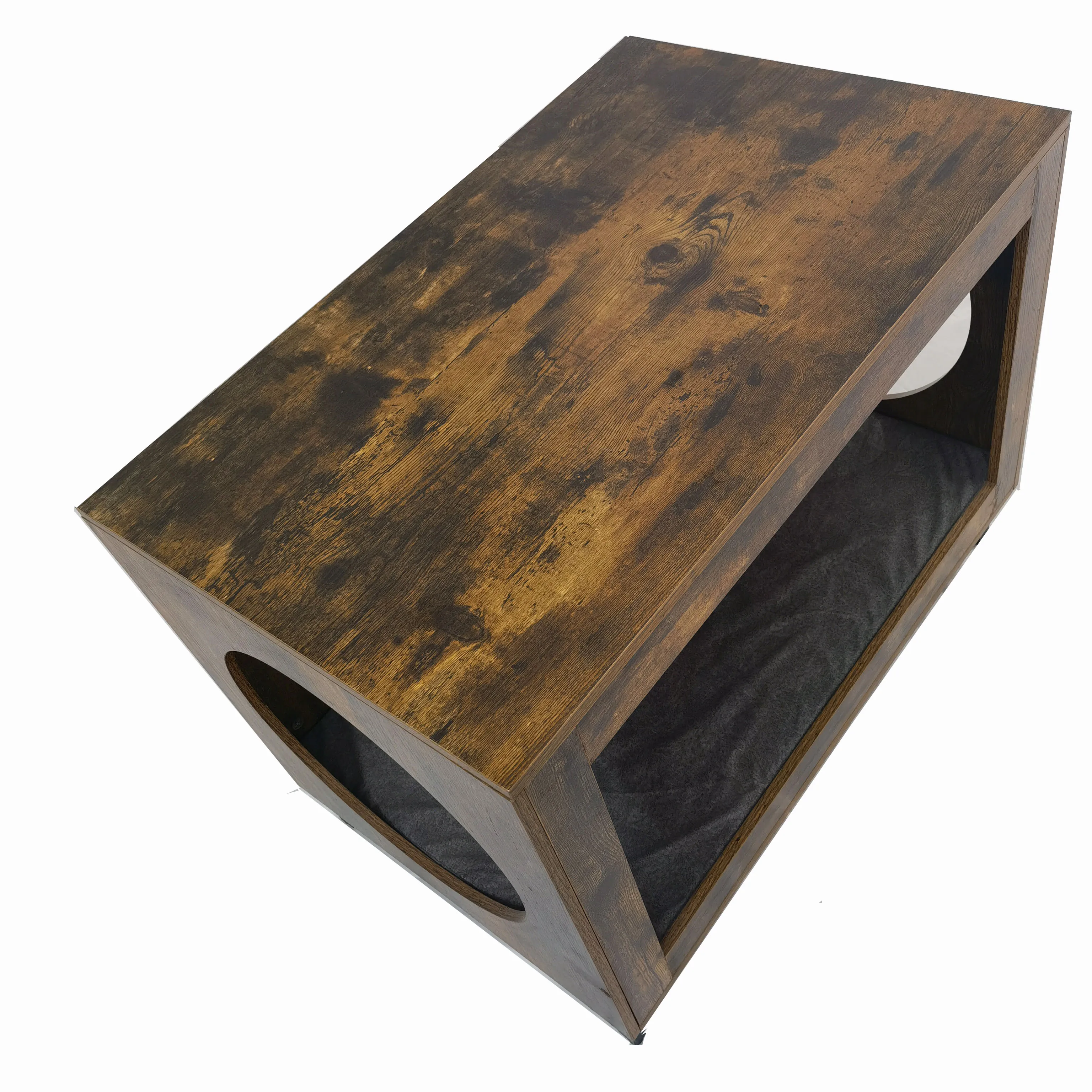 Pet Furniture End Table Raised Wooden Dog Bed