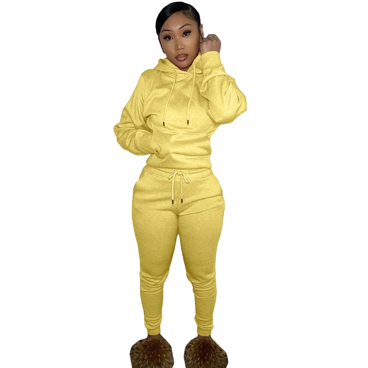 2022 Fall Women Clothes Thick 2 Piece Set Tracksuit Sweat Suits Jogger Set Two Piece Outfits Sweatpants And Hoodie Set