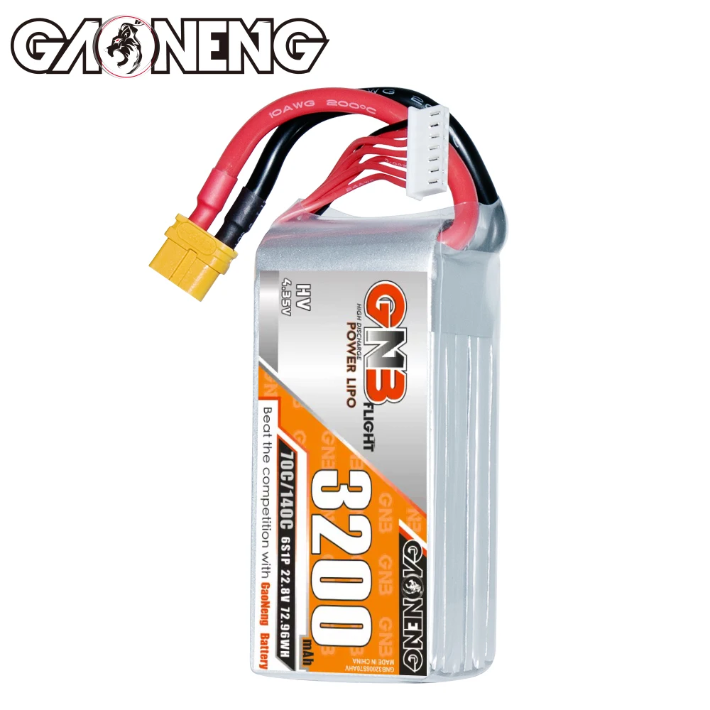GNB GAONENG LiHV 3200mah 6S 22.8V 70C 140C XT60 RC LiPo Battery for RC Car Drone RC Boat Soft Pack
