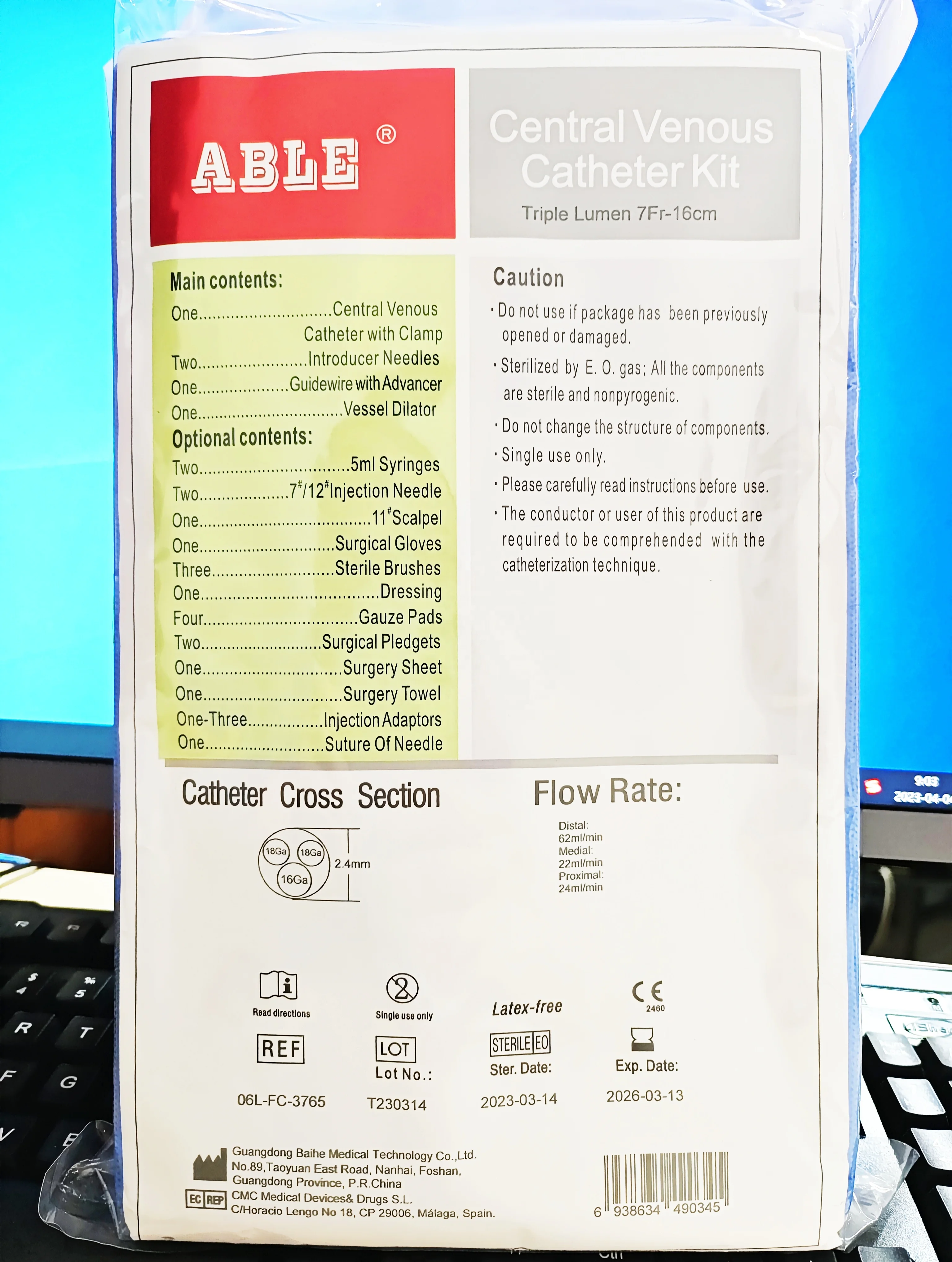 Одноразовые расходные материалы ABLE по заводской цене центральный венозная катетер больница CVC взрослый размер педиатрический CE ISO