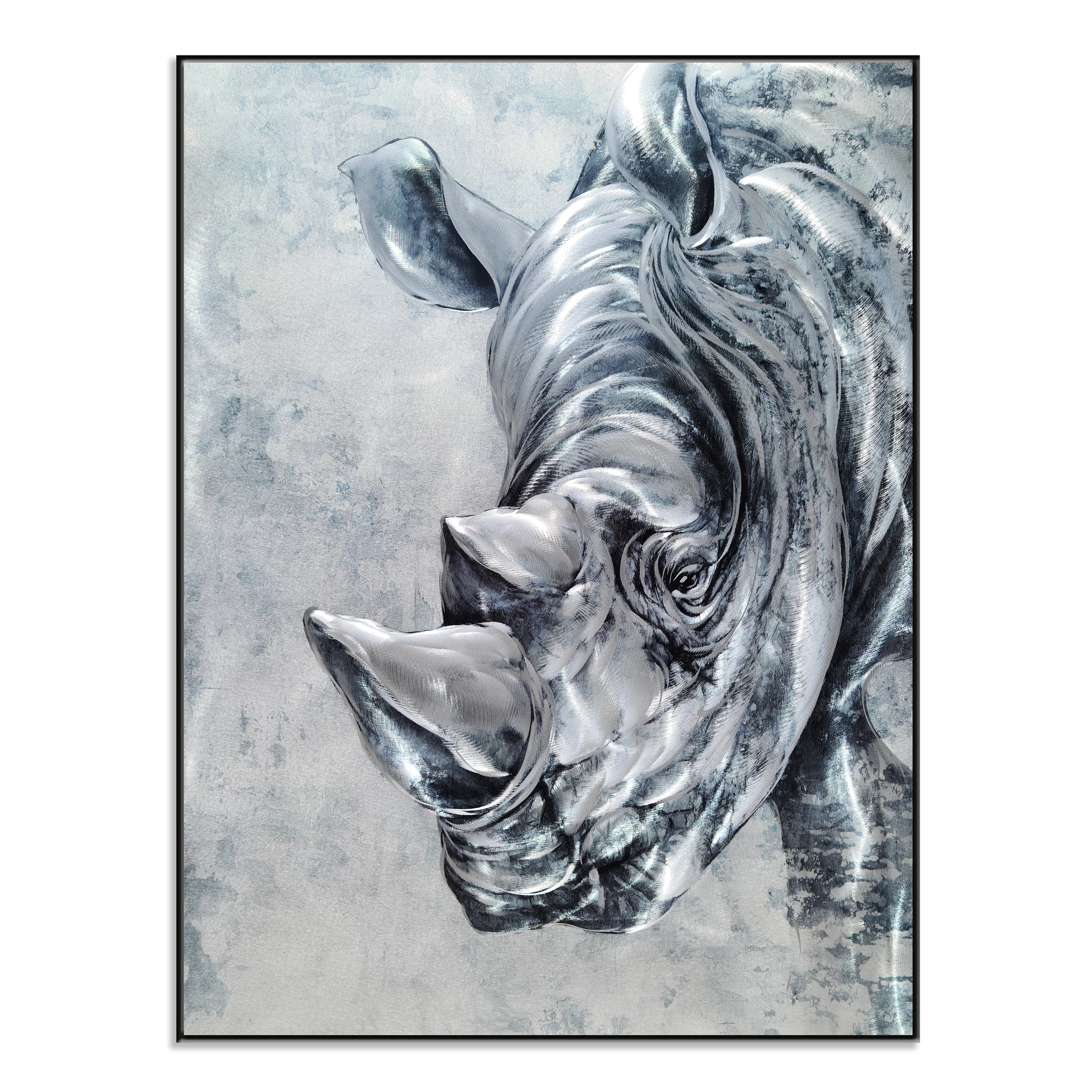 Wholesale Rhinoceros Grey and Silvery Metal Wall Art Decor