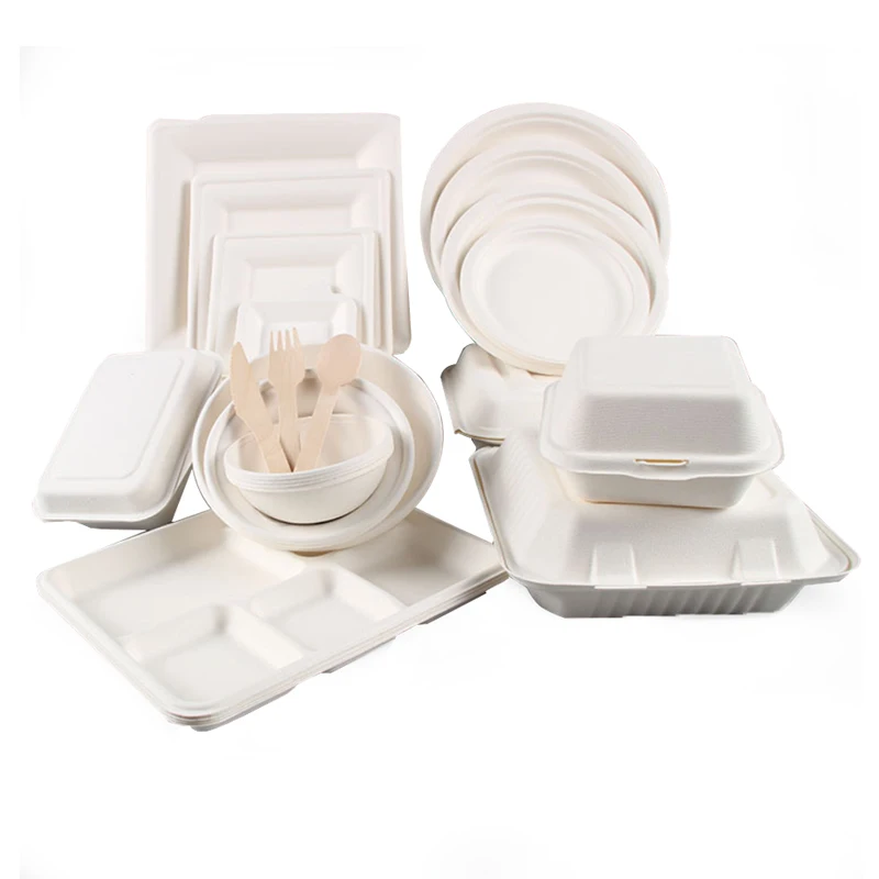 
eco disposable hot food dishes party paper plate biodegradable set party supplies 