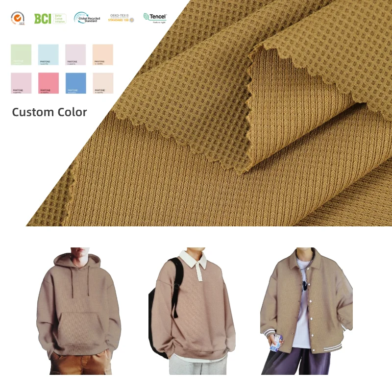 Wholesale 100% Polyester Stretch Knitted Plaid Waffle Fabric For Polo T-Shirts