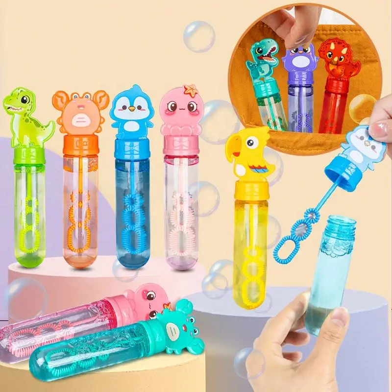 Multi-Color Mini Bubble Toys for Kids Cartoon Soapy Water Bubble Stick with Soap Tube Fun Animal Style Bubble Machine