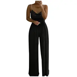 2022 New Fashion Sling Women Sleeveless Sling Print Loose Jumpsuit Summer Onesie Pants Jumpsuit One Piece Pants Casual Bodysuit