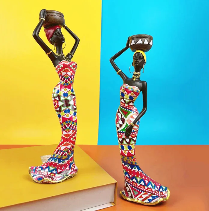 Amazon Hot Modern Art Polyresin African Women Figurines Set Desktop Decoration Resin Ornaments