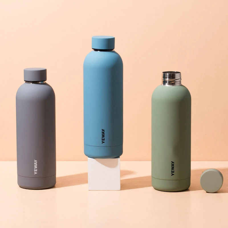 Yeway oem botella termos de agua gym wasserflasche 2022 new rubber coated stainless steel drink bottle custom water bottle logo