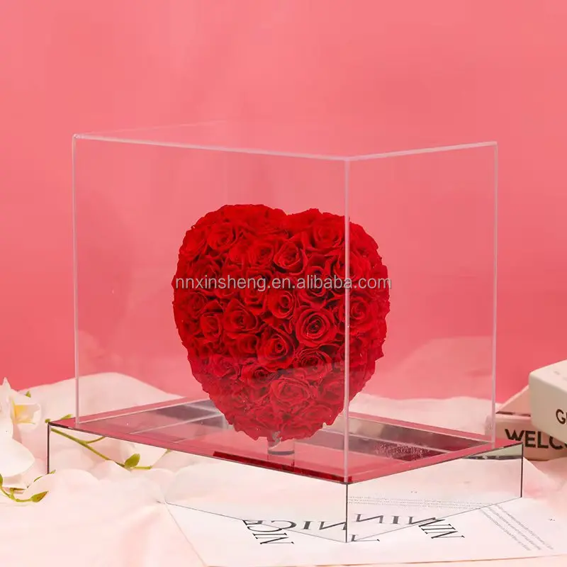 2023 romantic real rose gifts heart shape stand bouquet with preserved rose luxury mothers day and valentines forever rose gifts