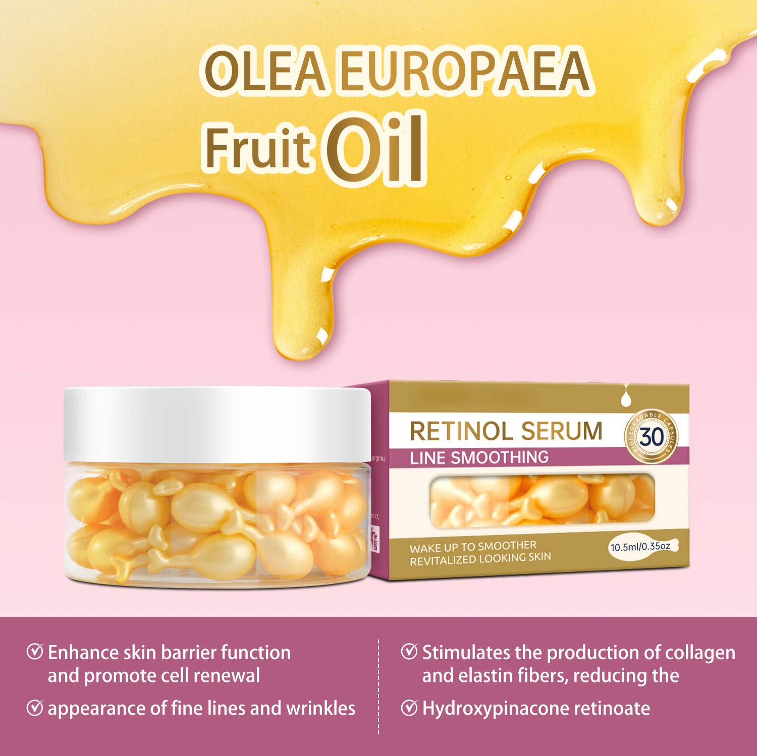 Private Label Retinol Serum With Hyaluronic Acid And Collagen Facial Serum Capsule Moisturizing & Anti-Aging Retinol Serum