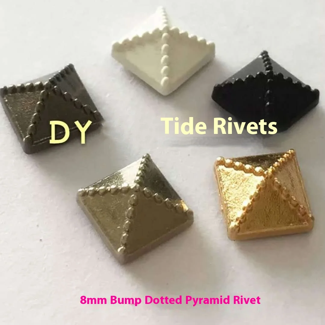 Handmade concave convex square rivets for clothing shoes hats packaging DIY accessories 8mm head diameter plating techniques