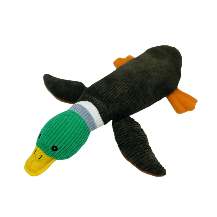 Customized Pet Corduroy Stuffed Cute Dog Chew Toy Fish Tank Decoration Plush Duck Animal Toy Doll