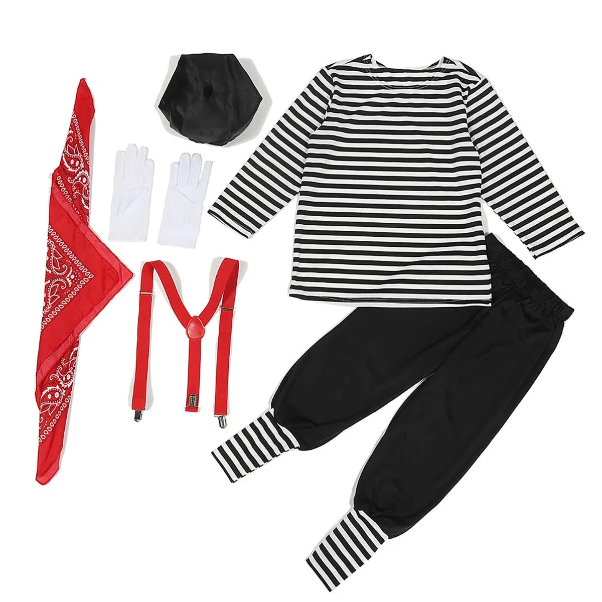 Men Black White Silent Actor Suit Outfit French Mimic Clown Costumes CARR-036