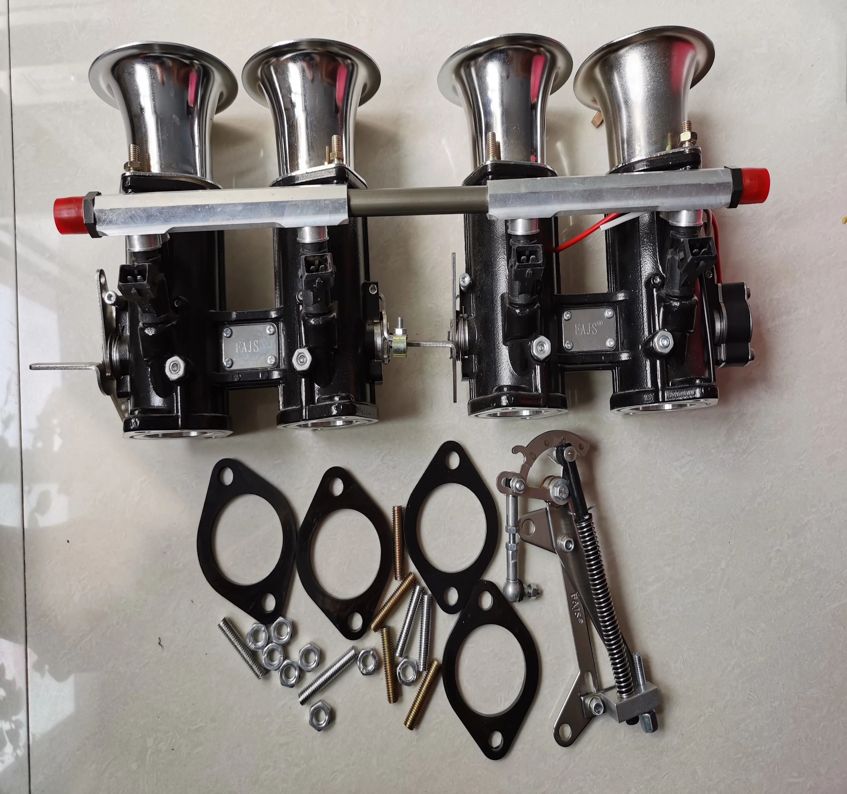 FAJS 48DCOE throttle bodies and TPS and air horn and linkage and base gasket