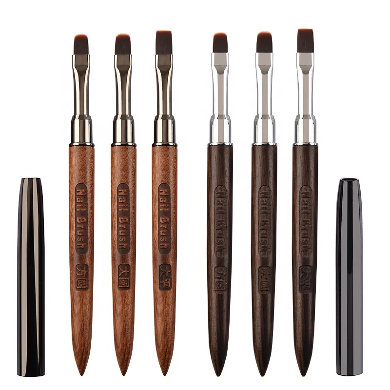 Nail Brush High Quality Wholesale Nylon Hair Sandalwood Handle Nail Art Printing Drawing DIY 3 Types of the Head