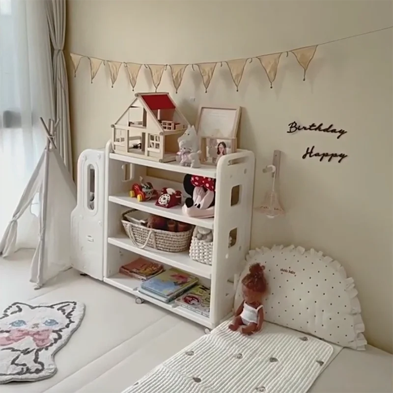 Household Floor Reading Picture Book Shelf Toy Storage Removable Bookcase Car Storage Box Plastic Kids Bookshelf Oyuncak Dolab