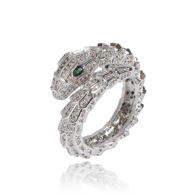 
Animal Jewelry CZ diamond Ring Snake shaped engagement rings silver plated fashion ring for women 