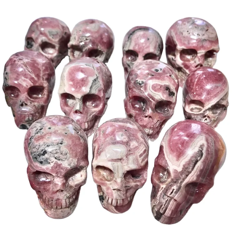 Wholesale natural crystal skulls high quality rhodocrosite skulls