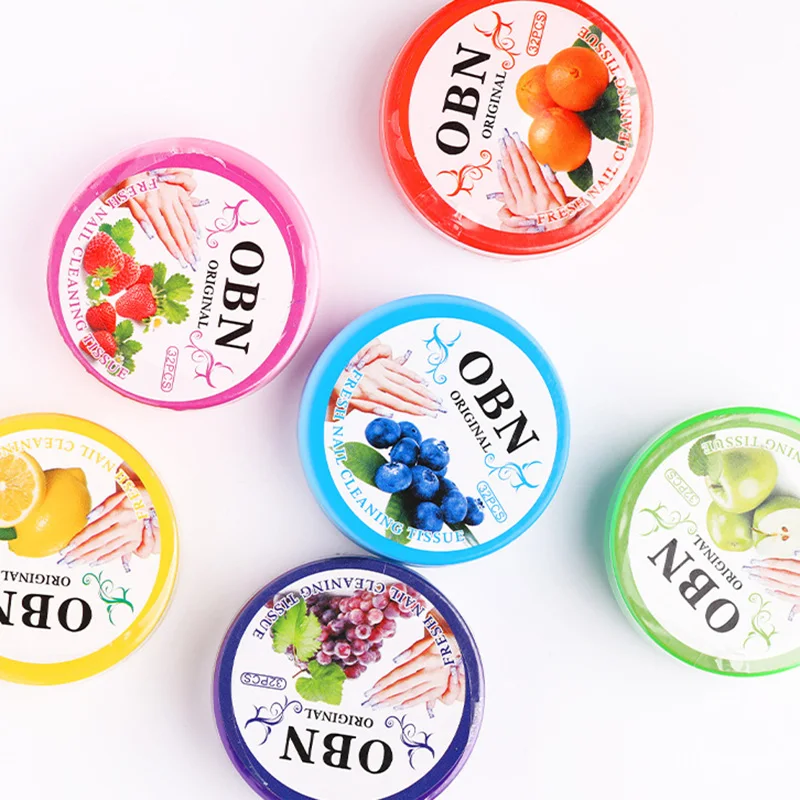32pcs/box Nail Gel Polish Cleaning Wet Wipes Fruit Flavor Disposable Nail Polish Remover Pad Wipes