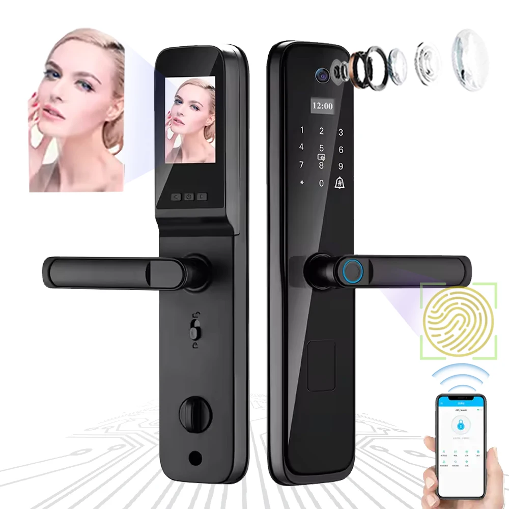 Elock ES277C Two-way Voice Intercom Digital Tuya Wifi Remote App Unlock Electronic Door Lock Fingerprint Key Password Smart Lock