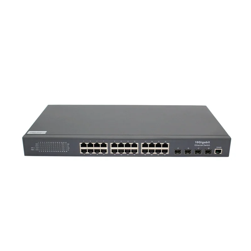 Фабричная поставка 100 м/1000 м веб-Управление 24 порт коммутатора Ethernet
