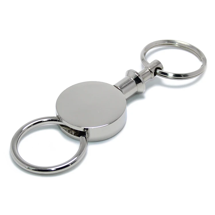 Dual Detachable Key Chain Snap Lock Holder Steel Pull-Apart KeyRings Removable Round Zinc Alloy Metal Pull-apart Key Ring