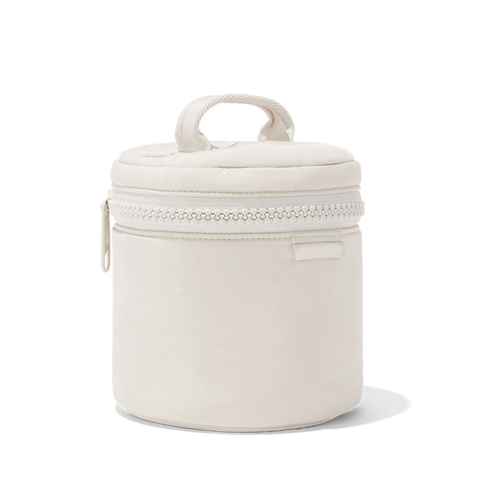 White Round Makeup Case Polyester Waterproof Cosmetic Bags Portable Pouch Toiletry Bag For Girl