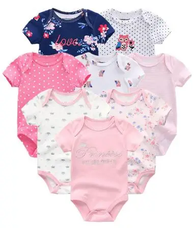 8 PCS/LOT Short Sleeve Baby Rompers 100%Cotton overalls Newborn clothes Roupas de bebe boys girls jumpsuit&clothing