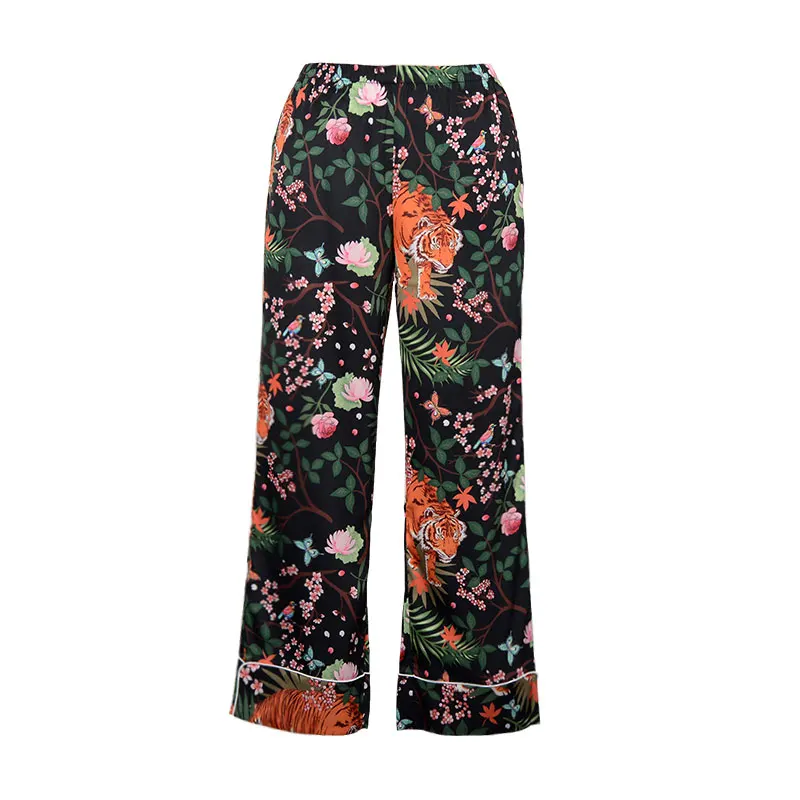 Tiger Leopard Botanical PajamaSeda Pijama Satin Pyjamas Womens pajamas for women set