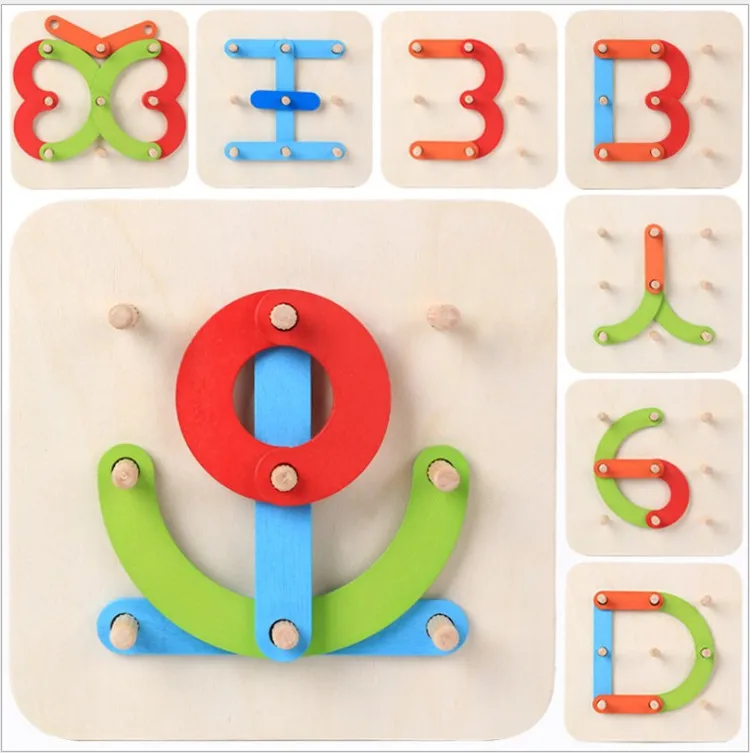 Деревянные строительные Пазлы Монтессори с буквами и цифрами, Набор обучающих игрушек для раннего развития