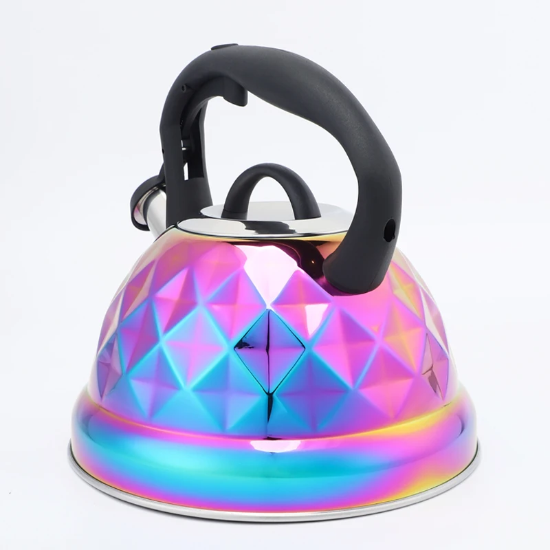 2.8L Rainbow Colors Stove Top Whistling Tea Kettle Stainless Steel Water Kettle