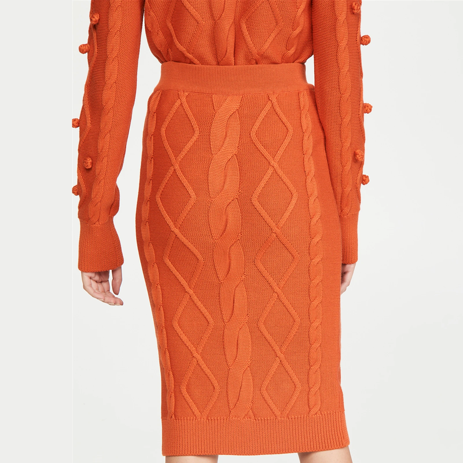 China Factory Private Label New Stylish Manufacture Wholesale Custom High Quality Midi Knit Skirt