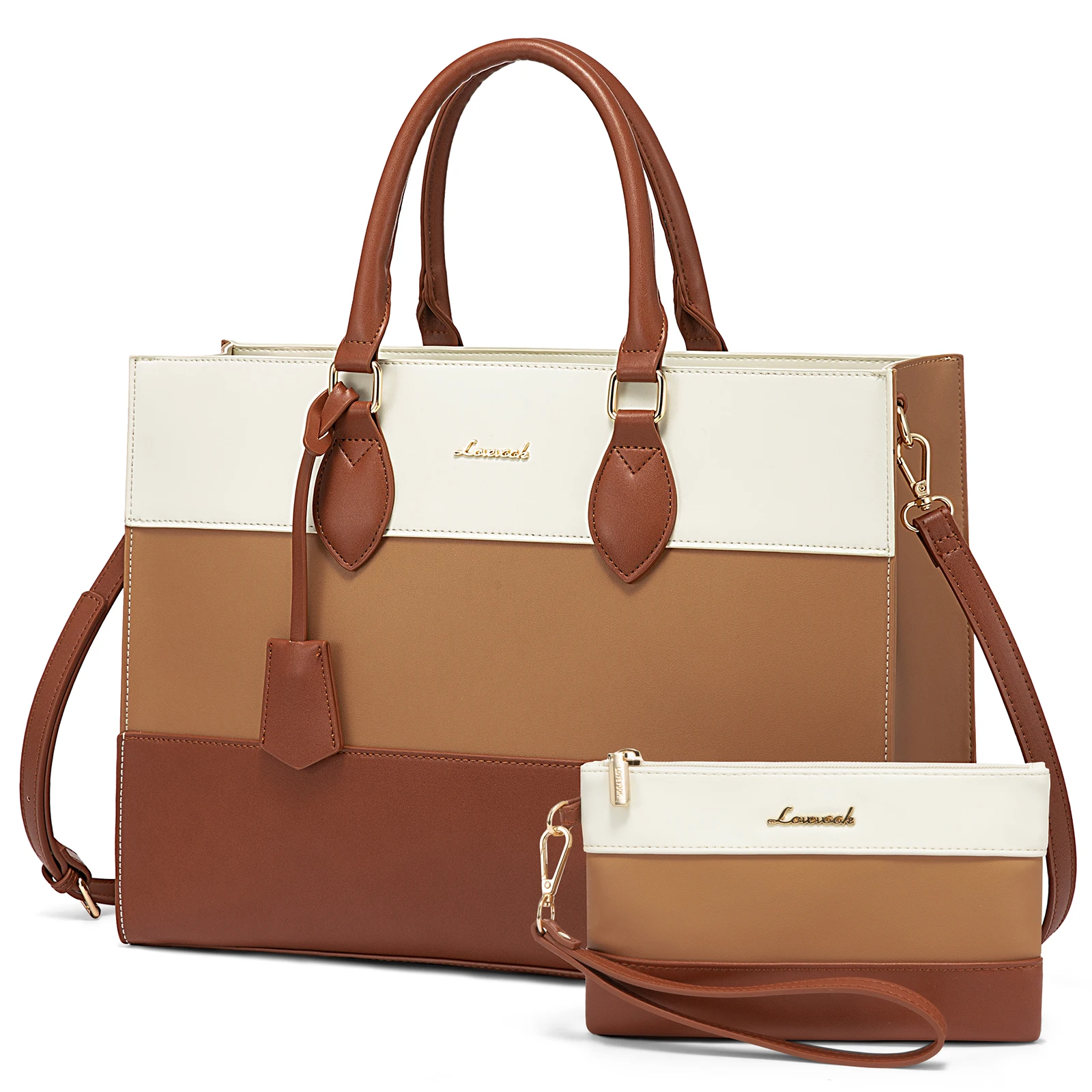 LOVEVOOK Designer 15.6 in Laptop Tote Bag for Work Tote Wholesale Business Office Computer Briefcase with Clutch Purse for women