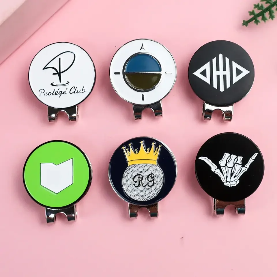 High Quality Free Design Custom Logo Metal Golf Coin Ball Marker Magnetic Golf Hat Clip Custom Golf Ball Marker