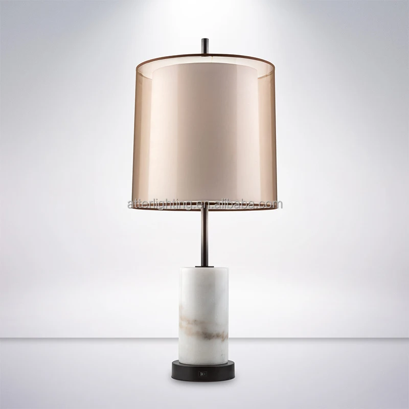 Elegant Fantastic Reading Lamp Decoration Led Table Lamp Living Room With White Carrara Stone Body