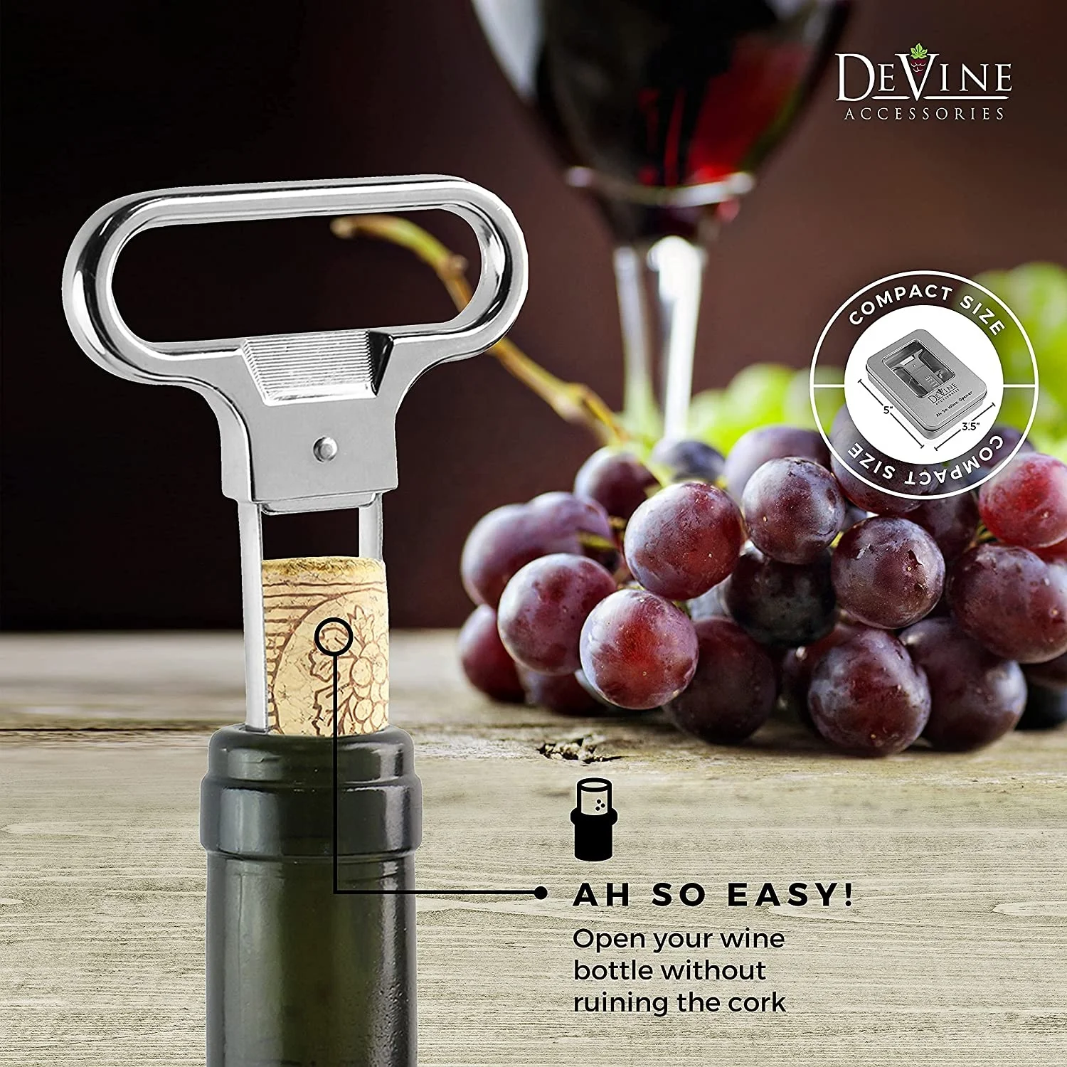 Premium High Quality Wine Opener for Vintage Bottles Two-Prong Cork Puller for Damaged Cork Old Wine Beer Bottle Opener