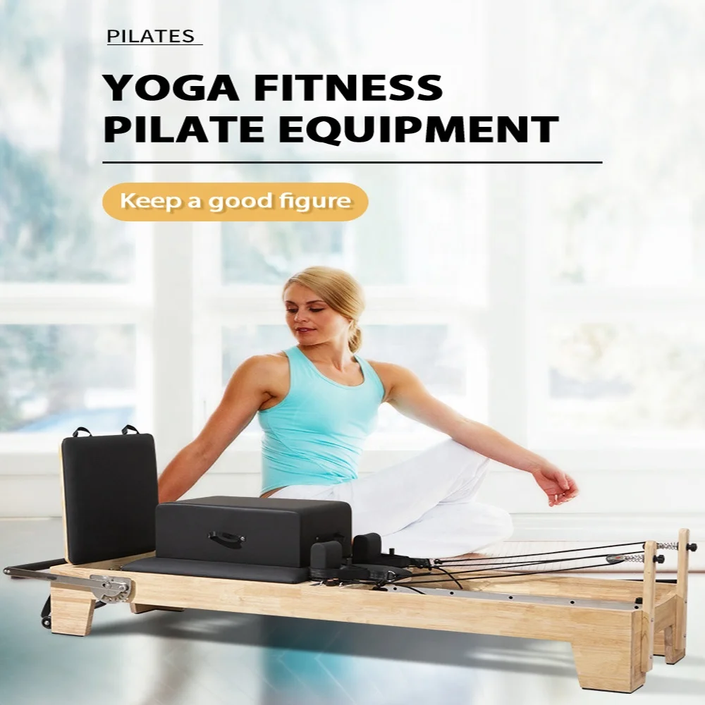 Wood Home Gym Training Exercise Stretch Fitness Professional Equipment Reformer Machine Oak Pilates Cadillac Bed