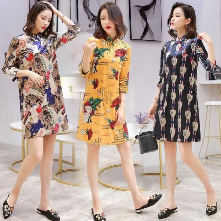 Оптовая продажа, китайское традиционное модное ретро сексуальное короткое платье Ципао, платье для выпускного вечера для женщин