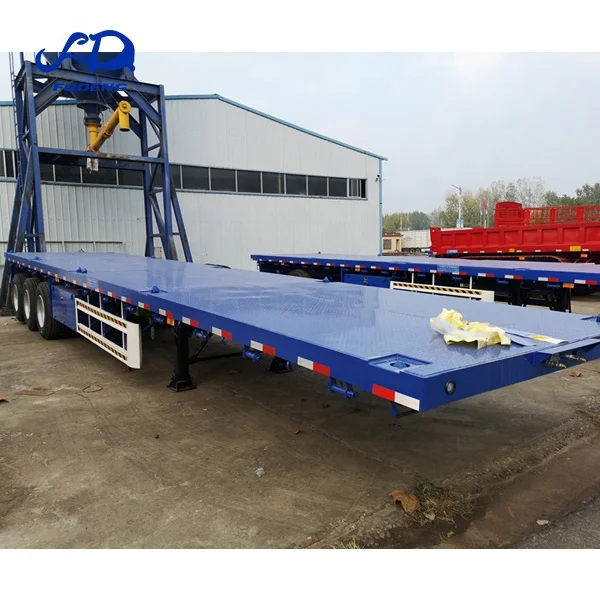 China factory 3 axles 40ft flatbed 40-60tons container trailers