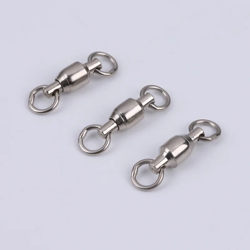 Stainless Steel and Brass Big Game Sea Fishing Ball Bearing Swivel with Split Ring Fishing Rolling Swivel Connector Solid Ring