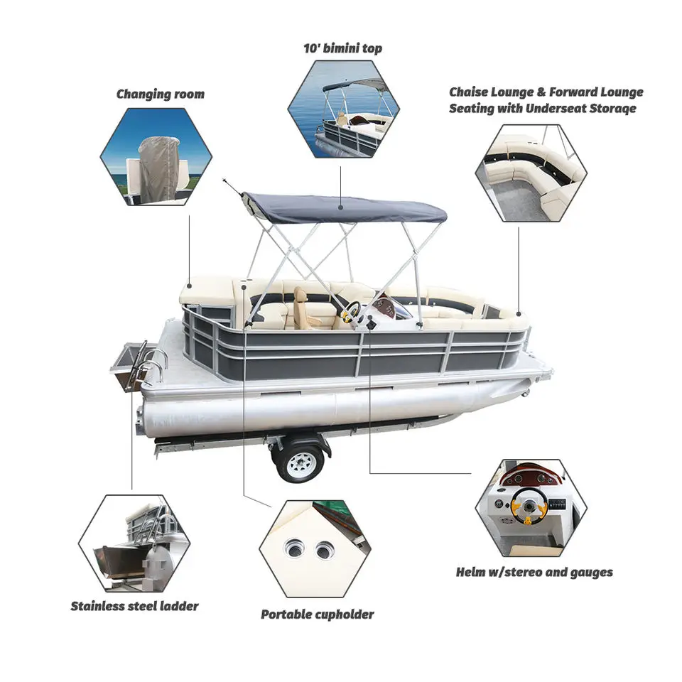 Best New Aluminum Pontoons for Luxury Floating Yachts for Party Drifting on Rivers for Outdoor Entertainment Sports Boating