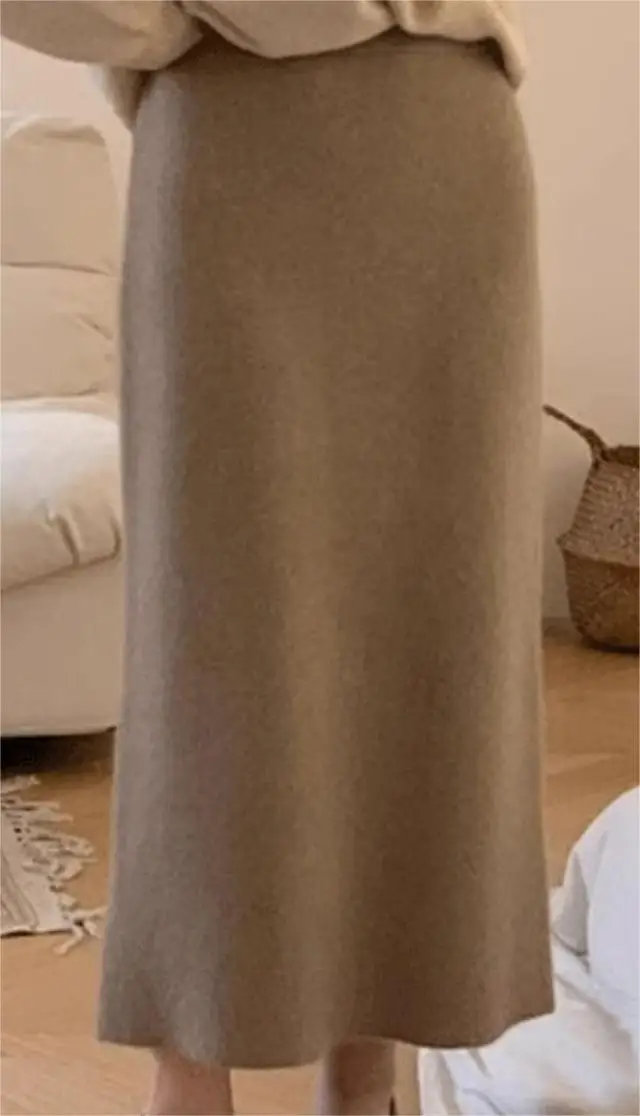 Factory Wholesale New Style Fashion Customized Support  Winter Warm Women Knit Cashmere Long Skirt