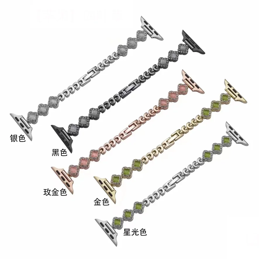 New Luxury Diamond Series Titanium Alloy Watch Replacement Strap 38/40/41/42/44/45/49mm Watch Band for Apple iWatch Bands 7 6 5