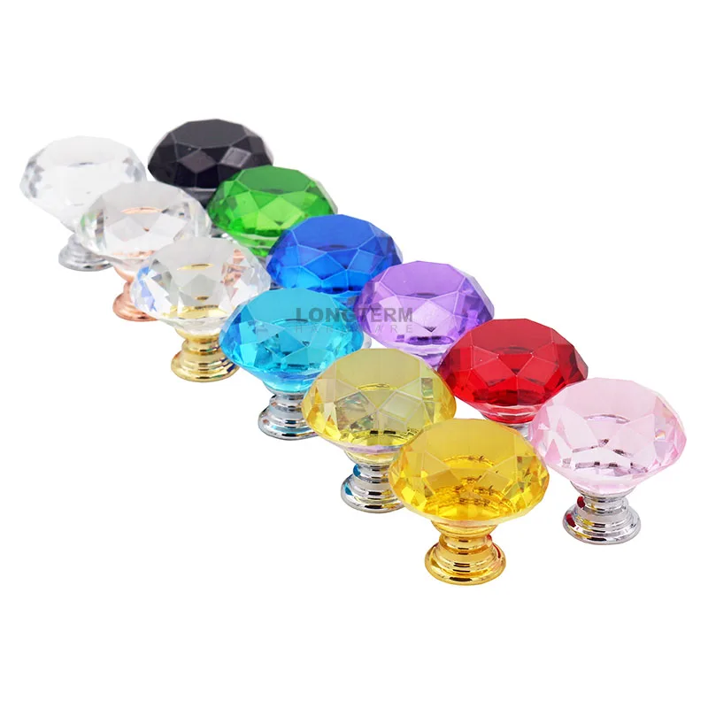 Best selling crystal diamond handle knob cabinet cupboard knob pull various colors decorative handle knob