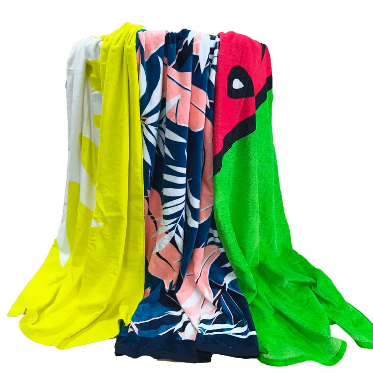 full printing stripe beach towels custom large size cotton velour beach pool towels