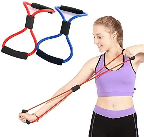various resistance level Pack of 3 Resistance Fitness Bands 8 Word Chest Expander Muscle Training Resistance Training Band