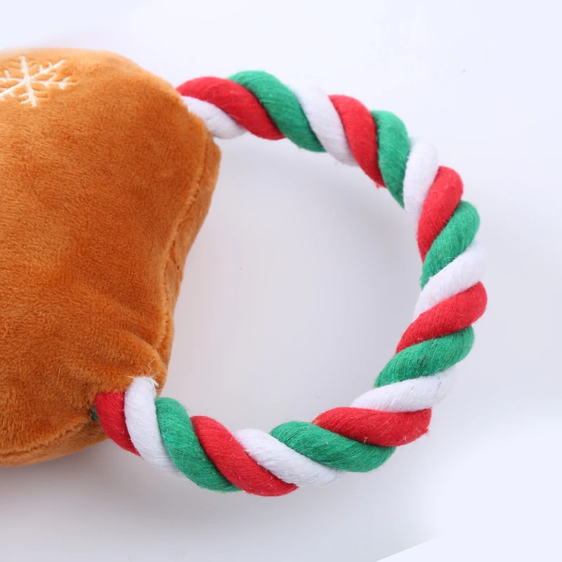 2024 Hot Sale Colorful Christmas Dog Toy Elk Pet Squeak Toys Santa Claus Rope Plush Dog Toy