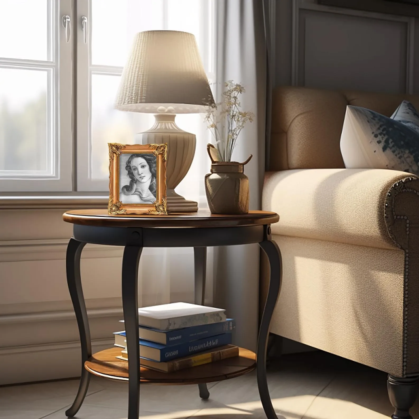 5x7 Quality Home Office  Decoration Tabletop Luxury European Vintage Wall Display Gold Baroque Resin Frame