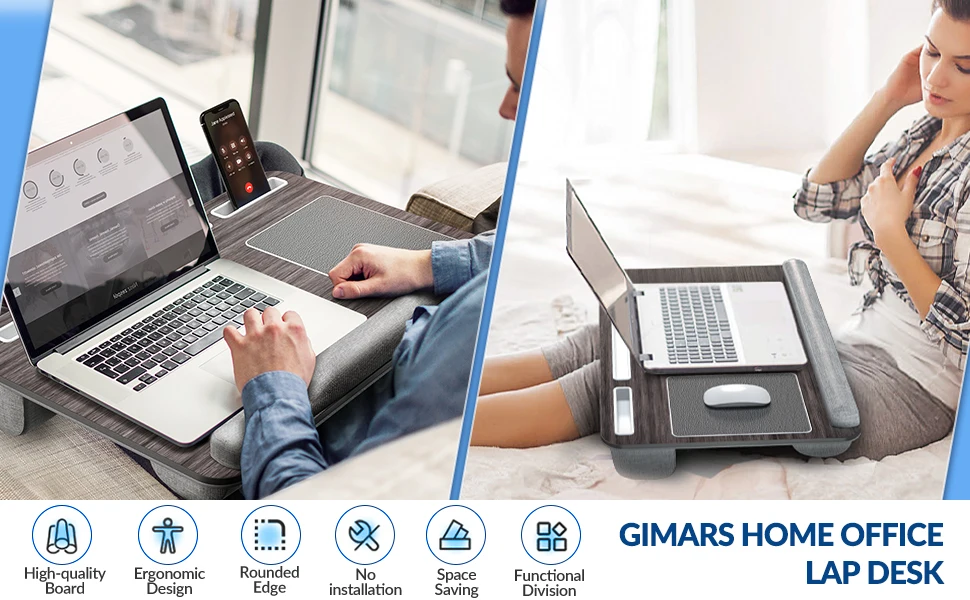 Portable  lap desk with pillow cushion17 inch extra large lap desk kids  with wrist rest laptop lap desk with drawer